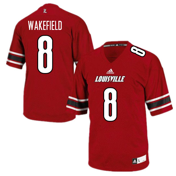 Men #8 Keion Wakefield Louisville Cardinals College Football Jerseys Sale-Red - Click Image to Close